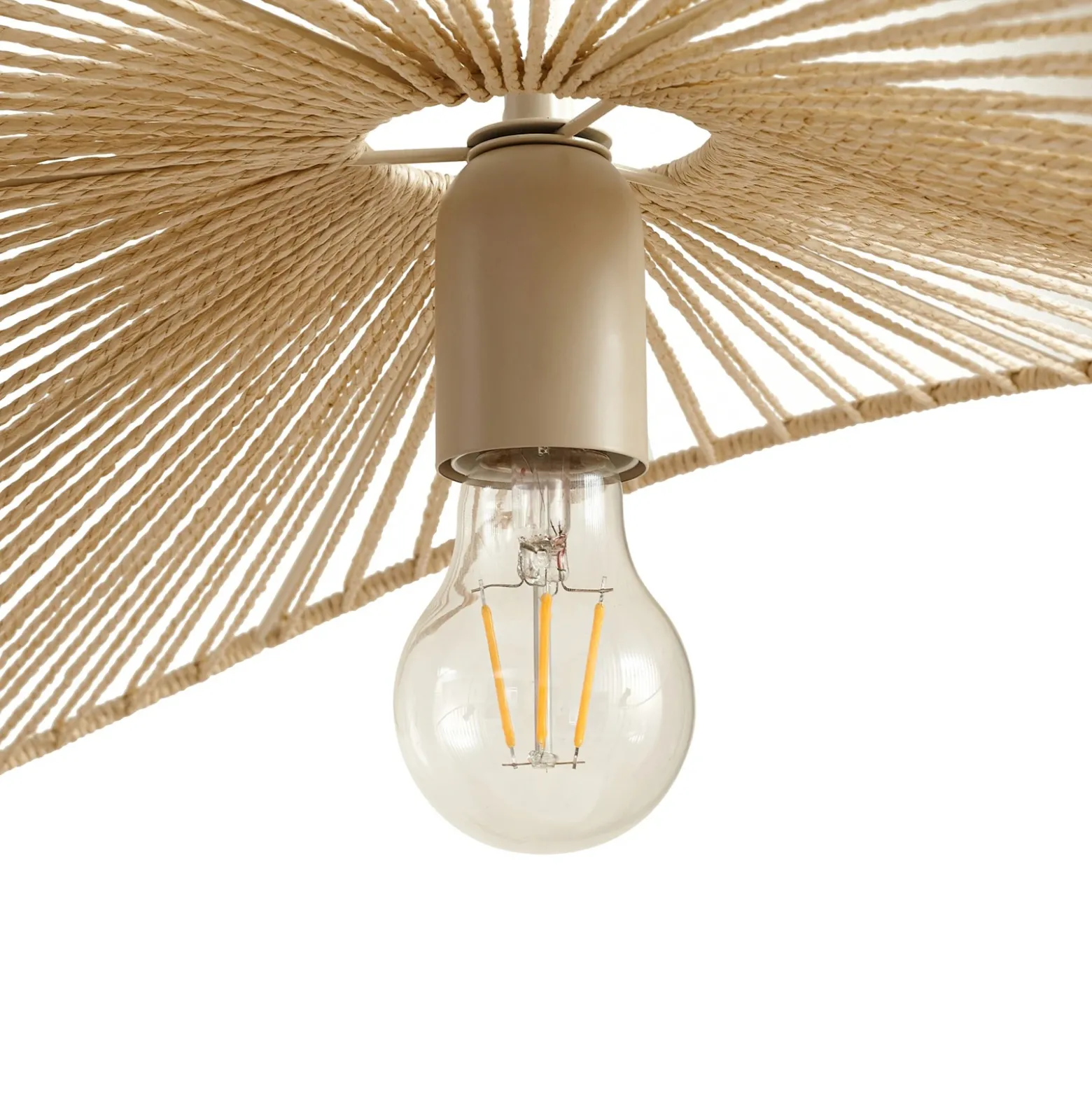 Lámpara colgante Lindby Valdorin, beige, papel, longitud 75 cm