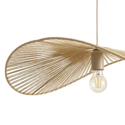 Lámpara colgante Lindby Valdorin, beige, papel, longitud 75 cm