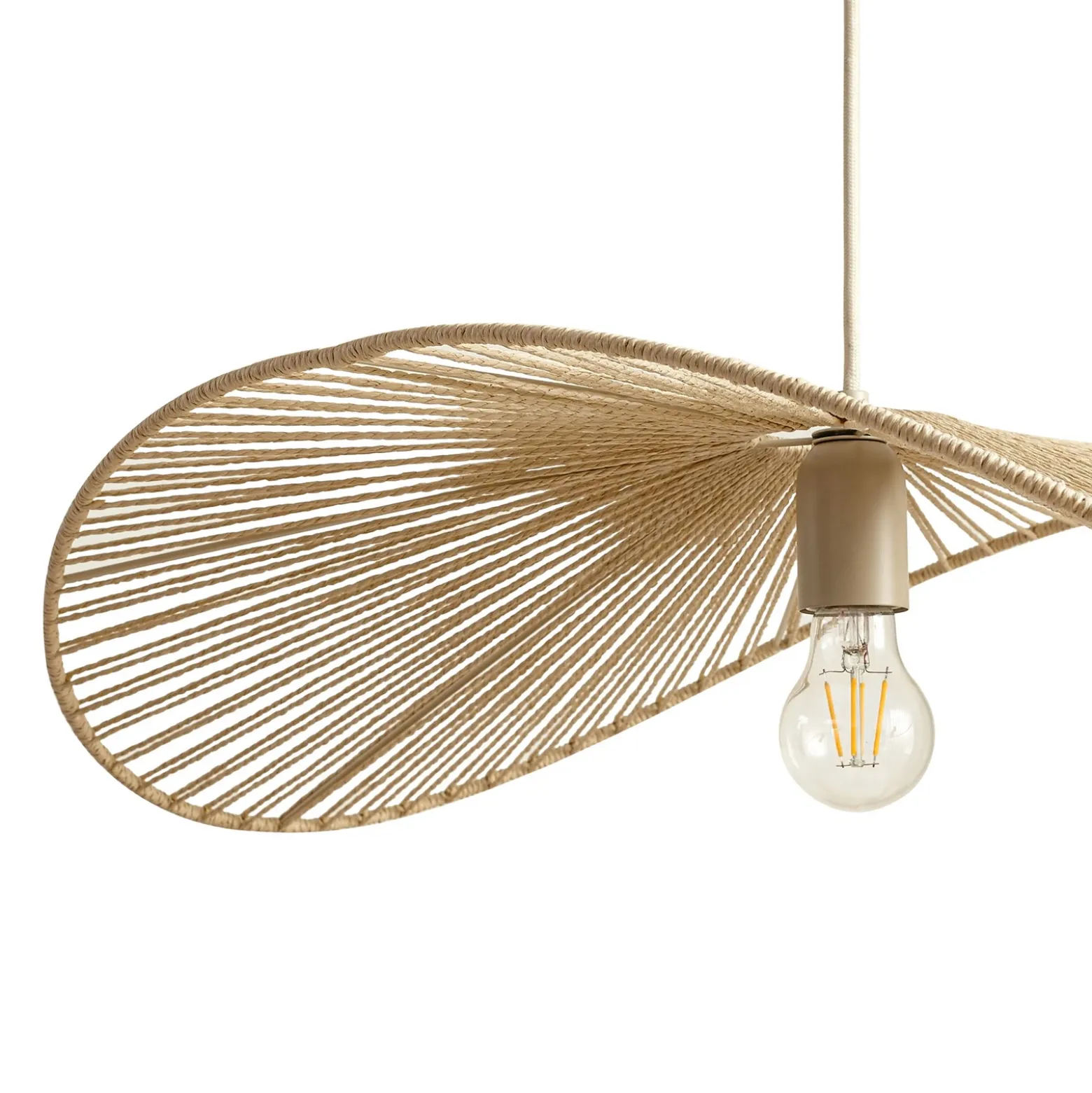 Lámpara colgante Lindby Valdorin, beige, papel, longitud 75 cm