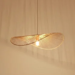 Lámpara colgante Lindby Valdorin, beige, papel, longitud 75 cm