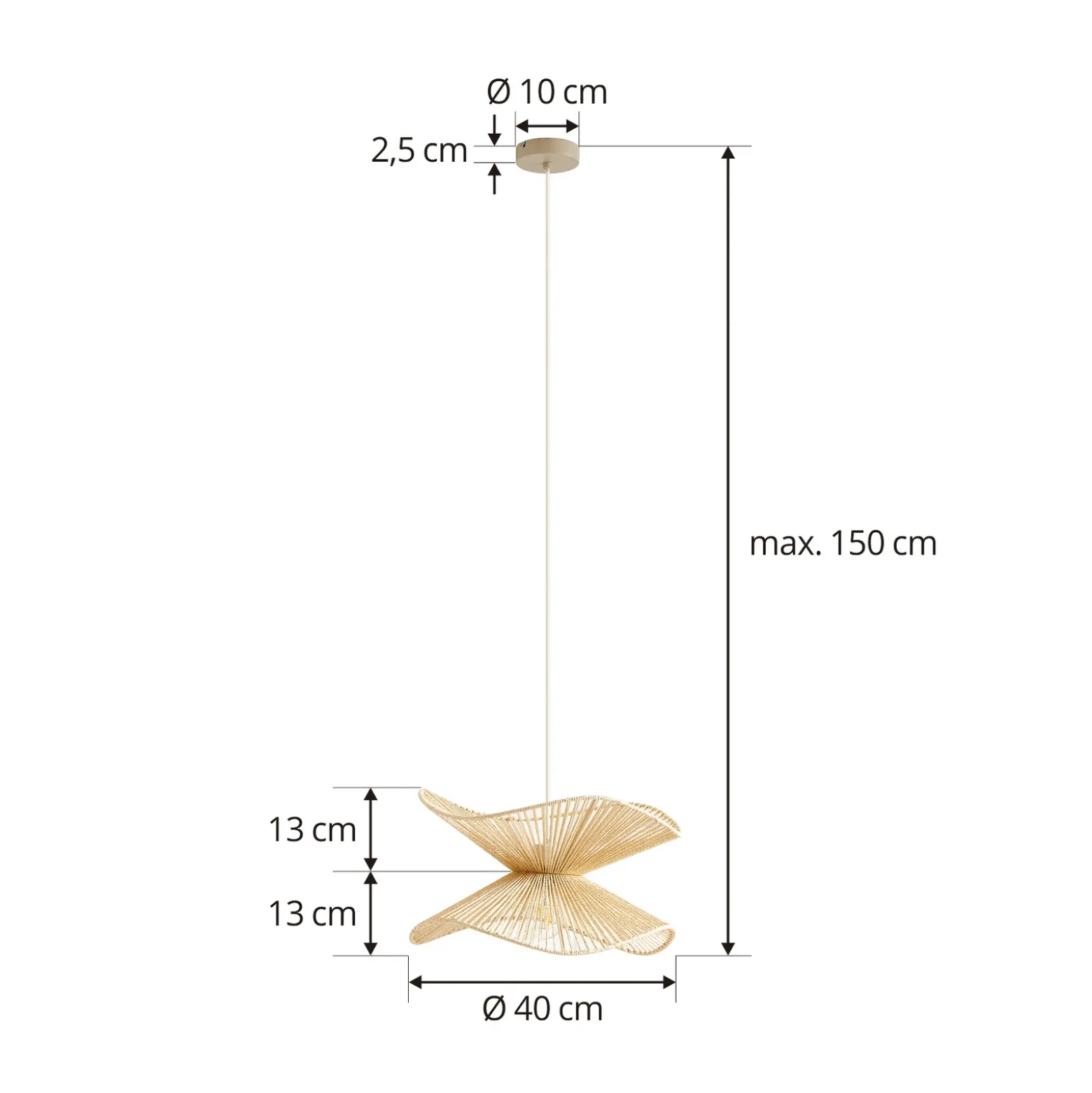 Lámpara colgante Lindby Valdorin, beige, papel, Ø 40 cm, E27