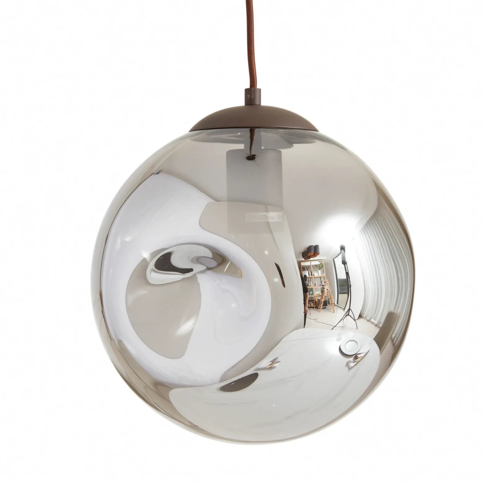 Lámpara colgante Lindby Valentina, E27, Ø 25 cm, gris ahumado, cristal