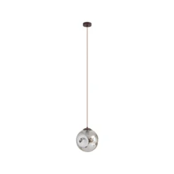 Lámpara colgante Lindby Valentina, E27, Ø 25 cm, gris ahumado, cristal
