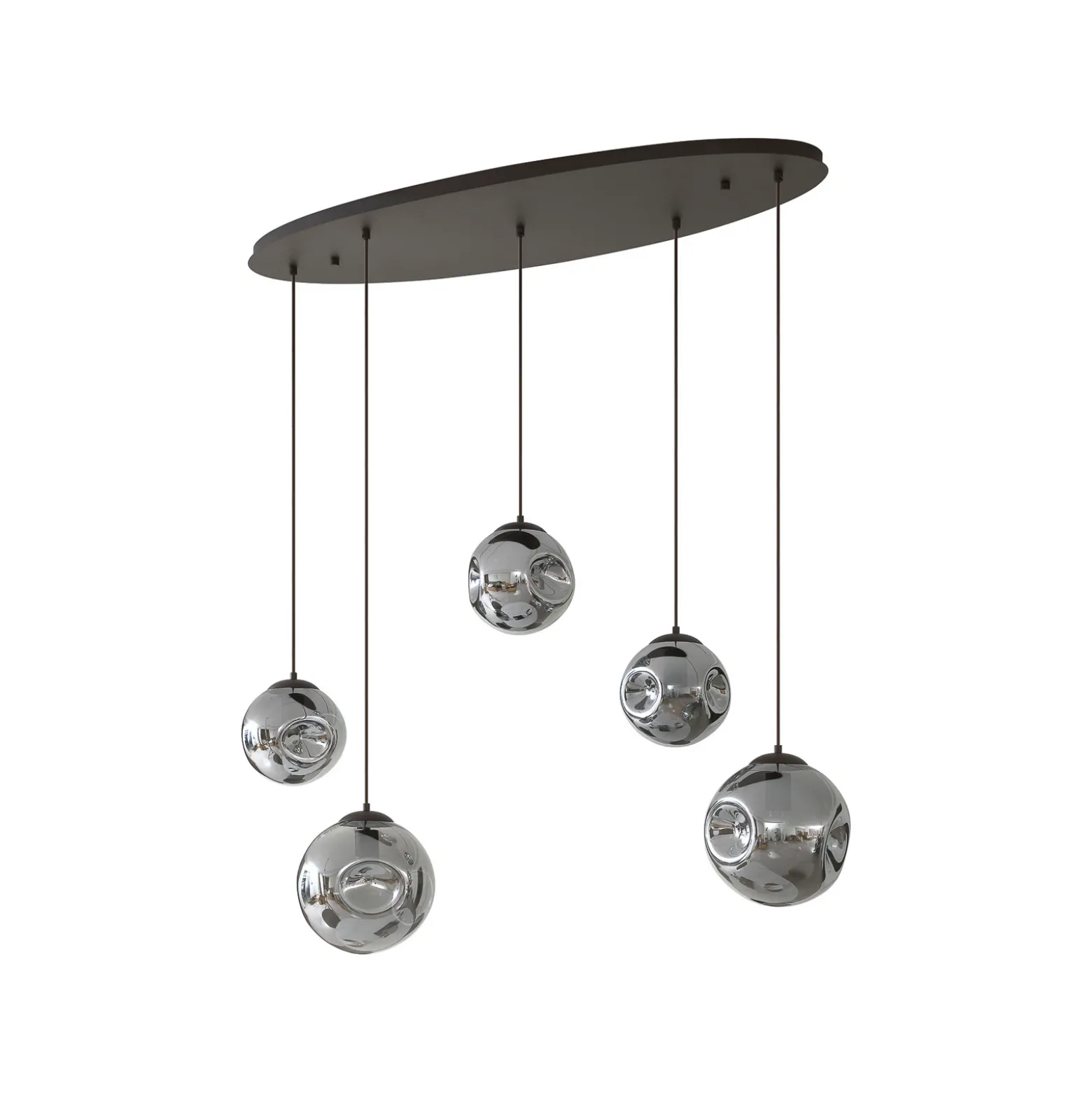 Lámpara colgante Lindby Valentina, E27, 125,5 cm de altura, gris, cristal