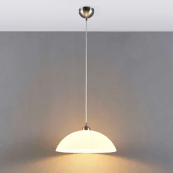 Lámpara colgante Lindby Valeria, blanca, cristal, Ø 40 cm, E27