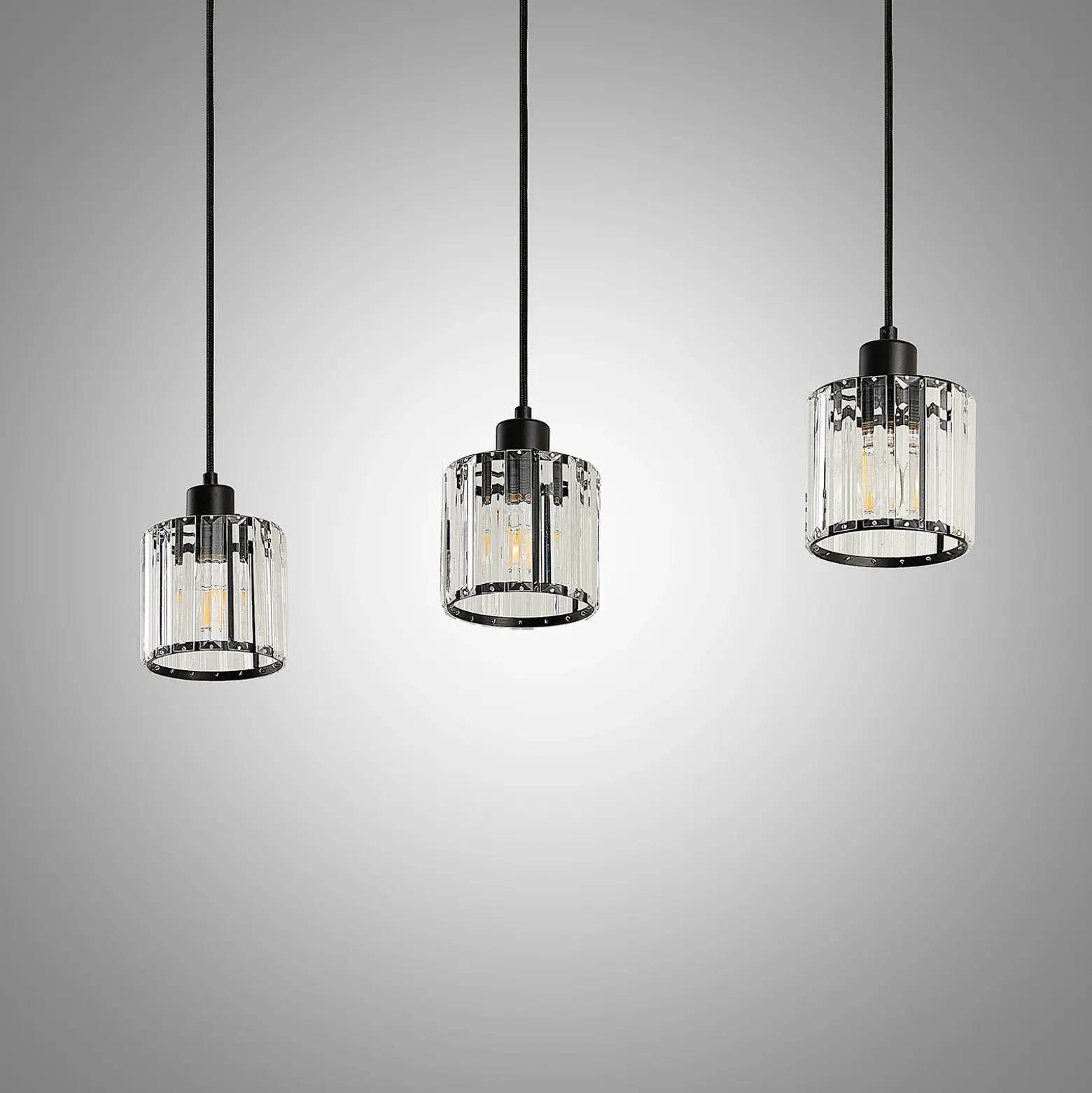 Lámpara colgante Lindby Vella, transparente, cristal, 83 cm, 3 luces.