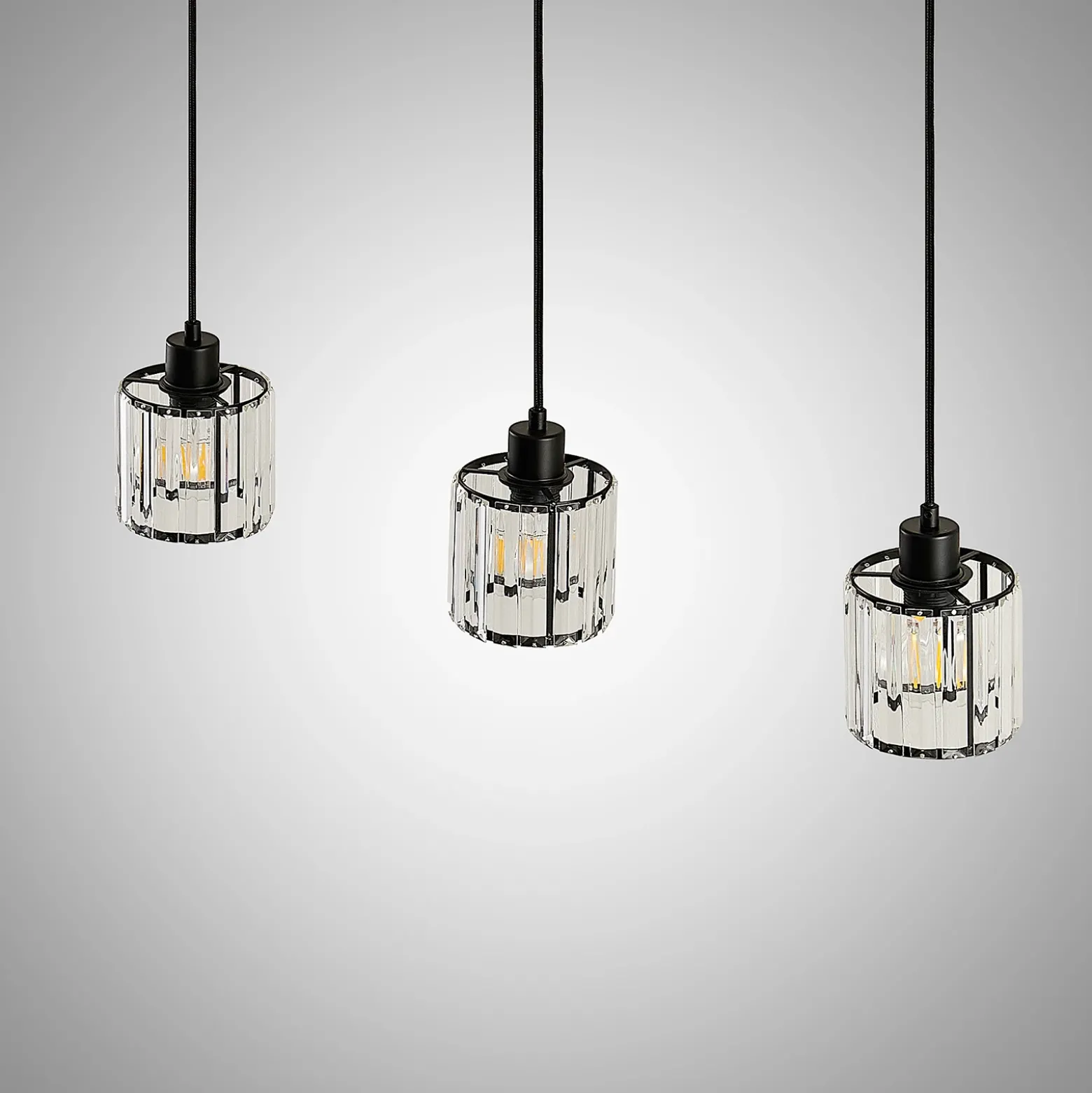 Lámpara colgante Lindby Vella, transparente, cristal, 83 cm, 3 luces.