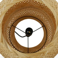 Lámpara colgante Lindby Venora, Ø 40 cm, de un nivel, bambú, E27