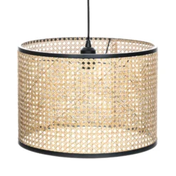 Lámpara colgante Lindby Yaelle, Ø 40 cm, ratán, negro, E27