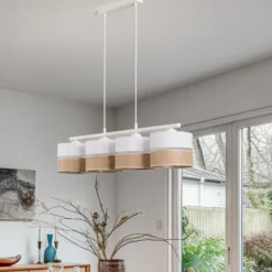 Lámpara colgante Linobianco, lineal, 4 luces