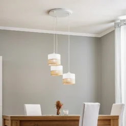 Lámpara colgante Linobianco, redonda, 3 luces