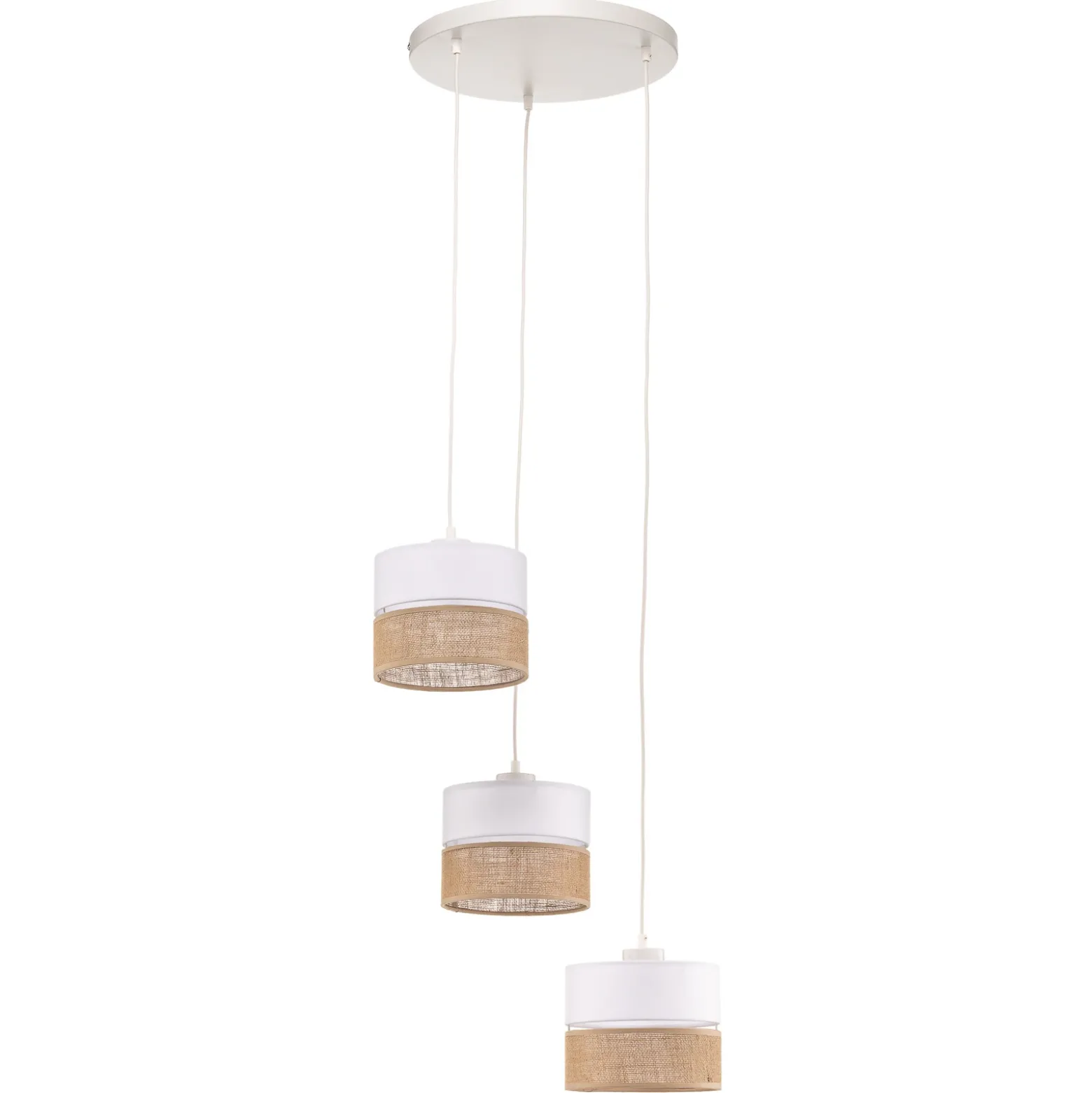 Lámpara colgante Linobianco, redonda, 3 luces
