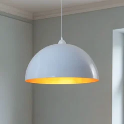 Lámpara colgante Lipeo, blanco/dorado, Ø 50 cm, metal, E27