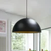 Lámpara colgante Lipeo, negro/oro, Ø 40 cm, metal, E27