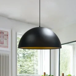 Lámpara colgante Lipeo, negro/oro, Ø 40 cm, metal, E27