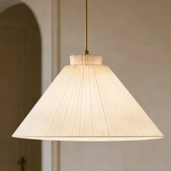 Lámpara colgante Lisbeth de Lucande, Ø 50 cm, blanco/latón, E27