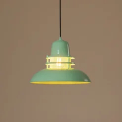 Lámpara colgante Lorenz, verde menta, Ø 34 cm, metal, E27