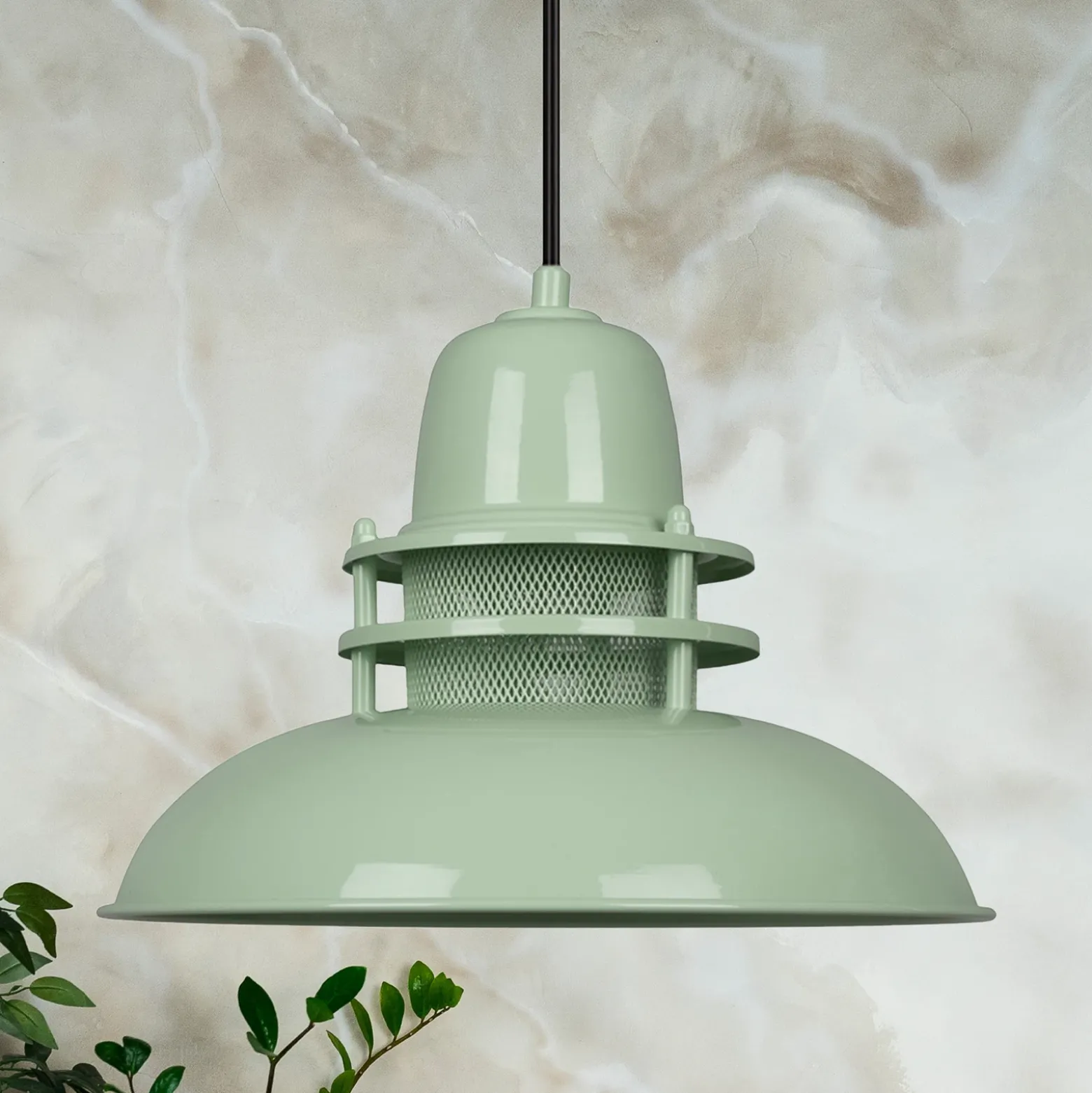 Lámpara colgante Lorenz, verde menta, Ø 34 cm, metal, E27
