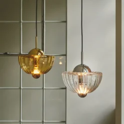Lámpara colgante Lotus, transparente, Ø 25 cm, vidrio soplado a mano