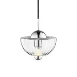 Lámpara colgante Lotus, transparente, Ø 25 cm, vidrio soplado a mano