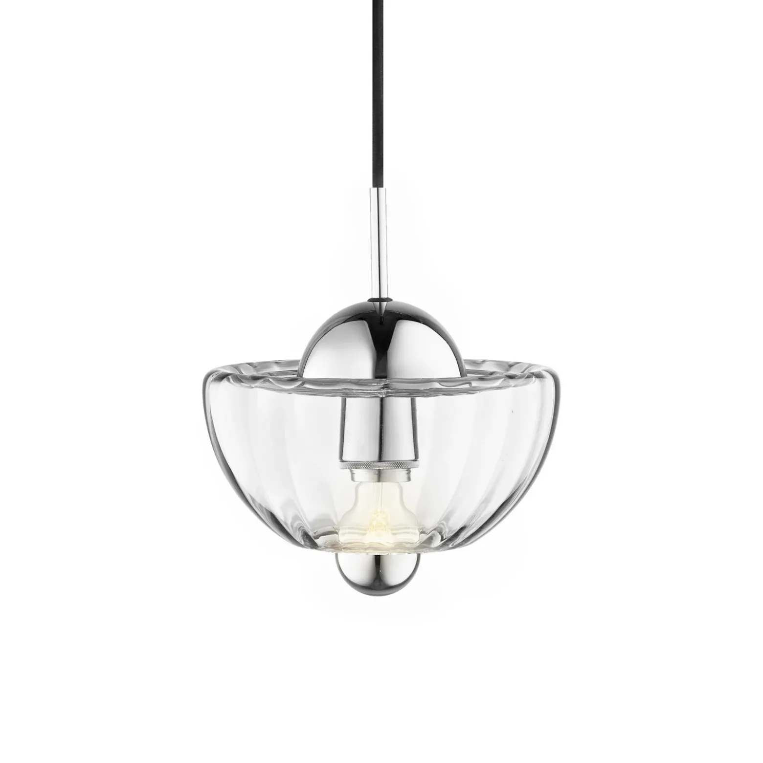 Lámpara colgante Lotus, transparente, Ø 25 cm, vidrio soplado a mano