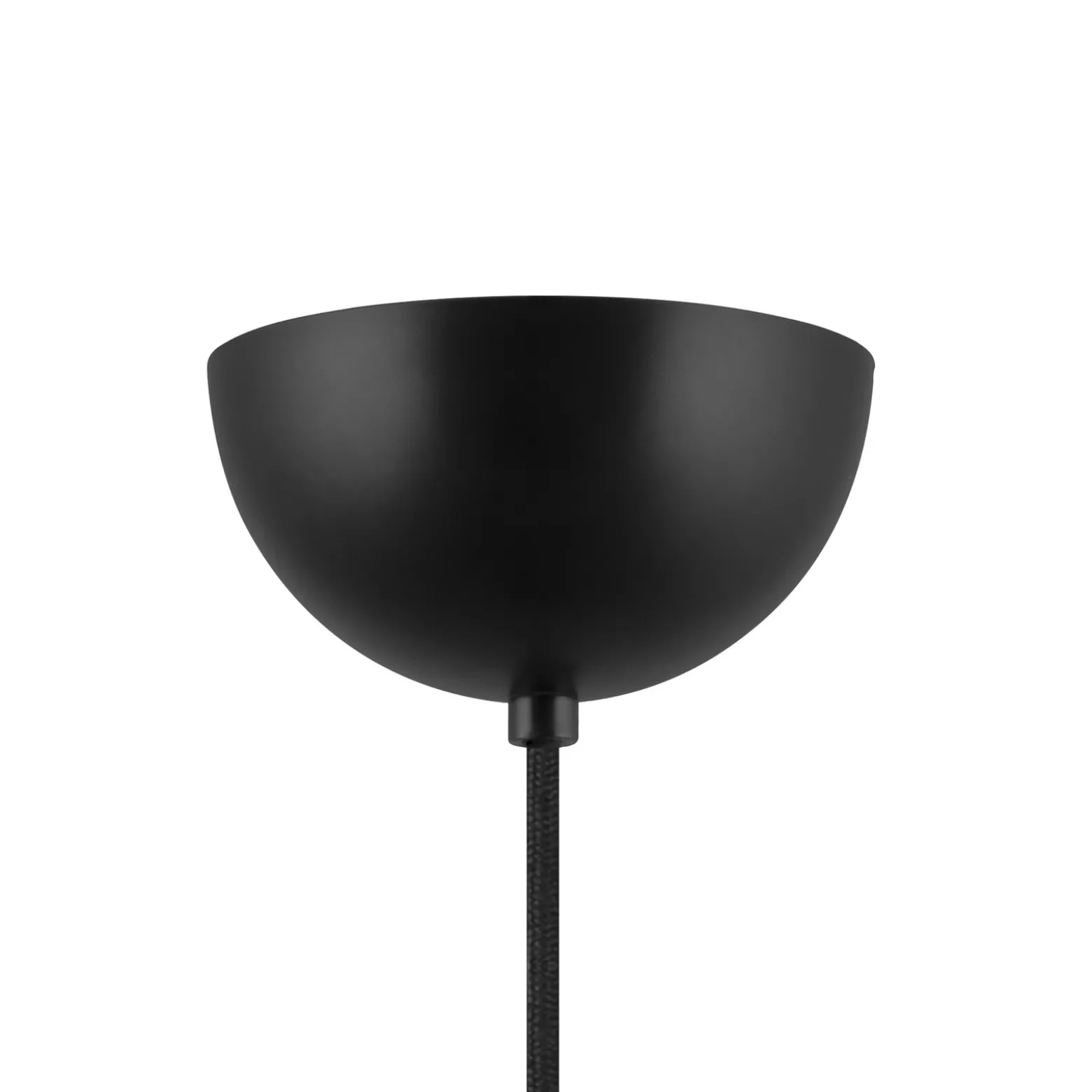Lámpara colgante Lou 5 de Globen Lighting, en blanco bouclé y tela negra