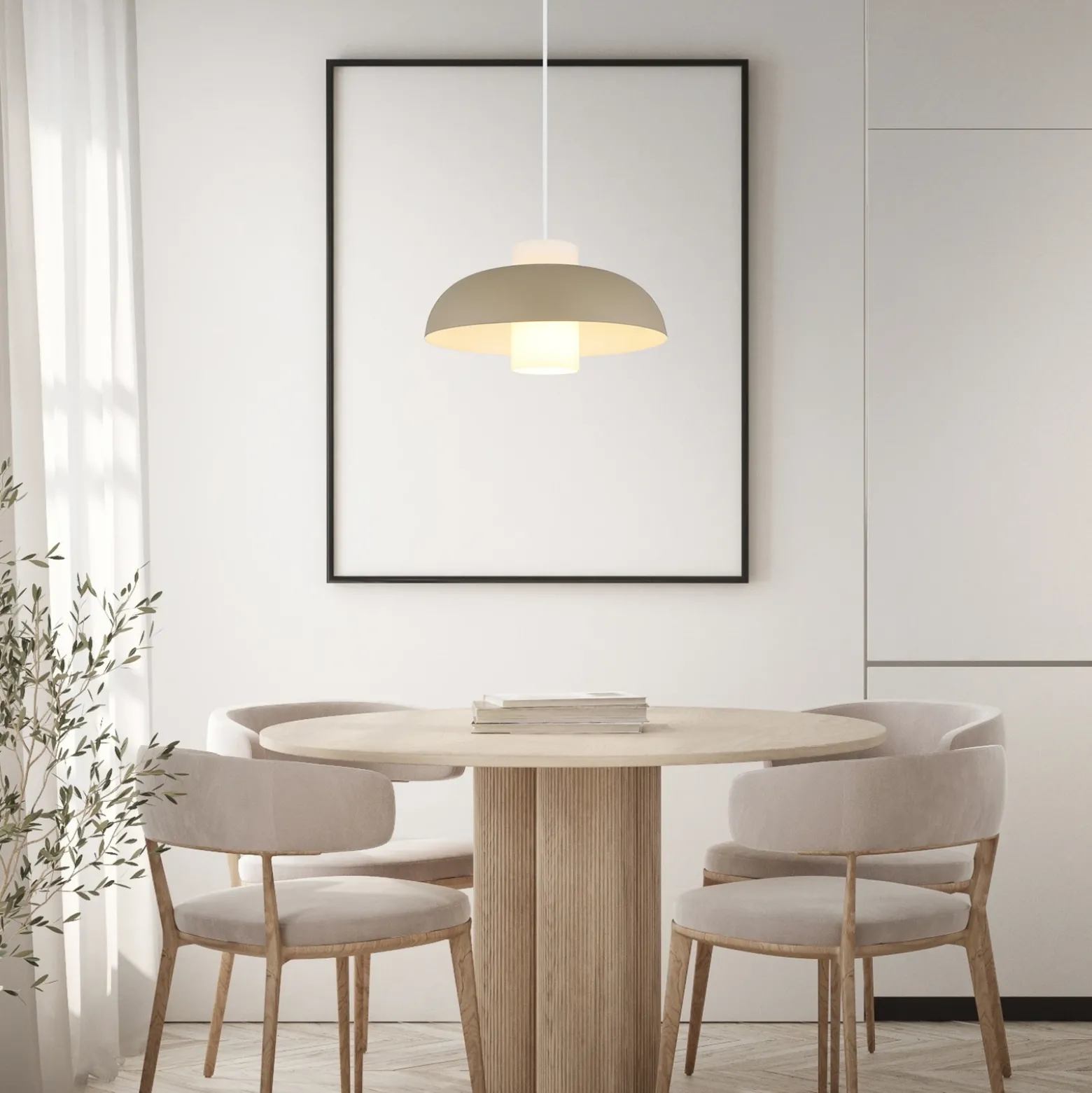 Lámpara colgante Lowe, color arena mate, Ø 38 cm, metal