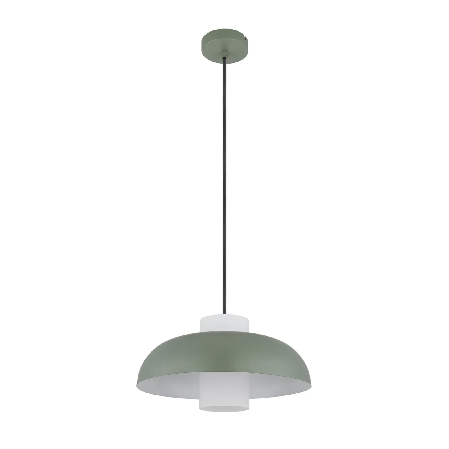 Lámpara colgante Lowe, verde mate, Ø 38 cm, metal