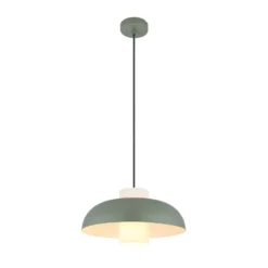 Lámpara colgante Lowe, verde mate, Ø 38 cm, metal