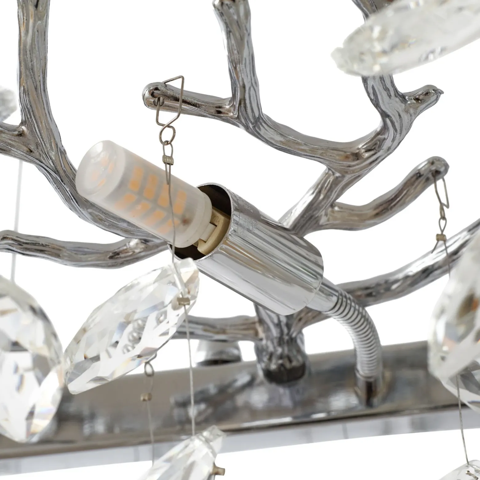 Lámpara colgante Lucande Bellora, 101 cm, acero inoxidable, cristal