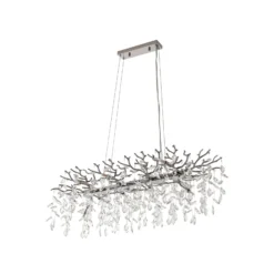 Lámpara colgante Lucande Bellora, 101 cm, acero inoxidable, cristal