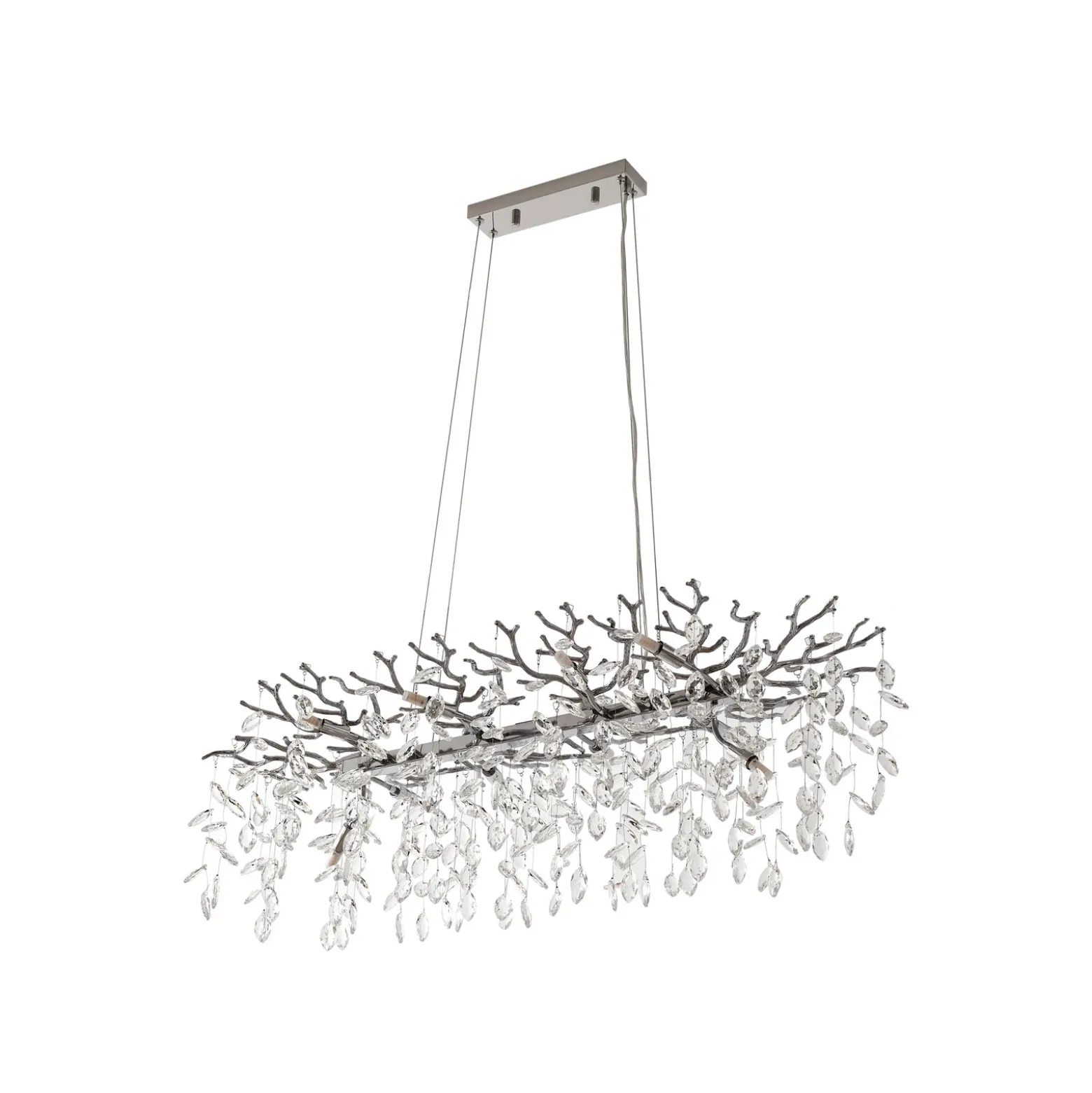 Lámpara colgante Lucande Bellora, 101 cm, acero inoxidable, cristal