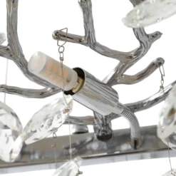 Lámpara colgante Lucande Bellora, 101 cm, acero inoxidable, cristal