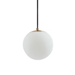 Lámpara colgante Lucande Bidolo, color latón, cristal, 15 cm, IP44