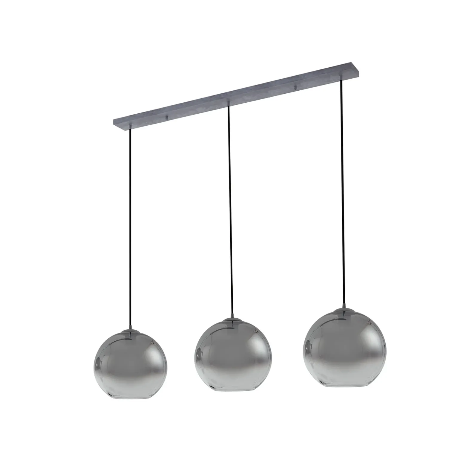 Lámpara colgante Lucande Brillar, gris humo, cristal, 3 luces, 128 cm