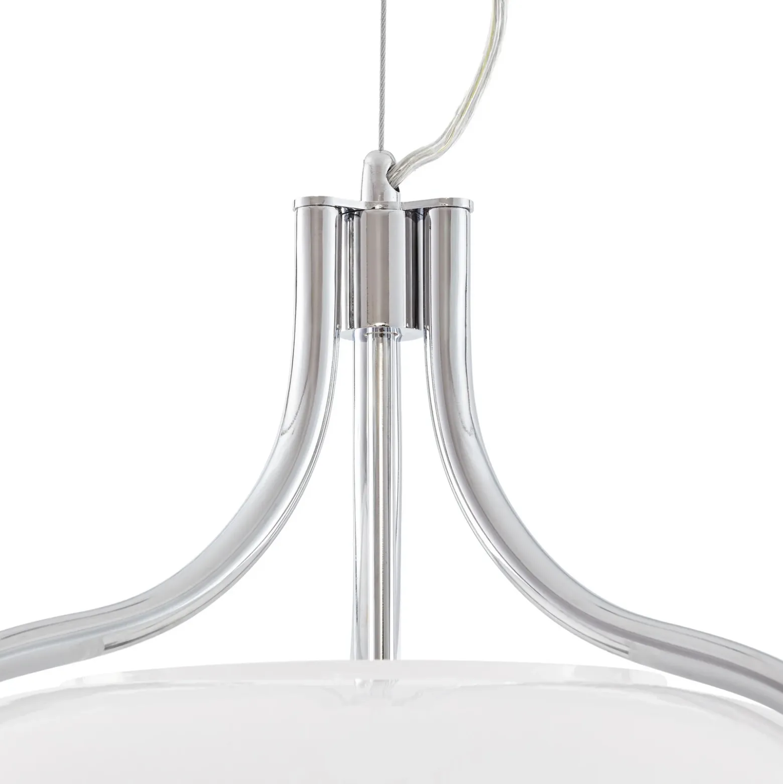 Lámpara colgante Lucande Christo, Ø 42 cm, cromado/blanco, cristal