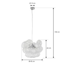 Lámpara colgante Lucande Diborah, transparente, Ø 43 cm, cristal, G9