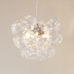 Lámpara colgante Lucande Diborah, transparente, Ø 43 cm, cristal, G9