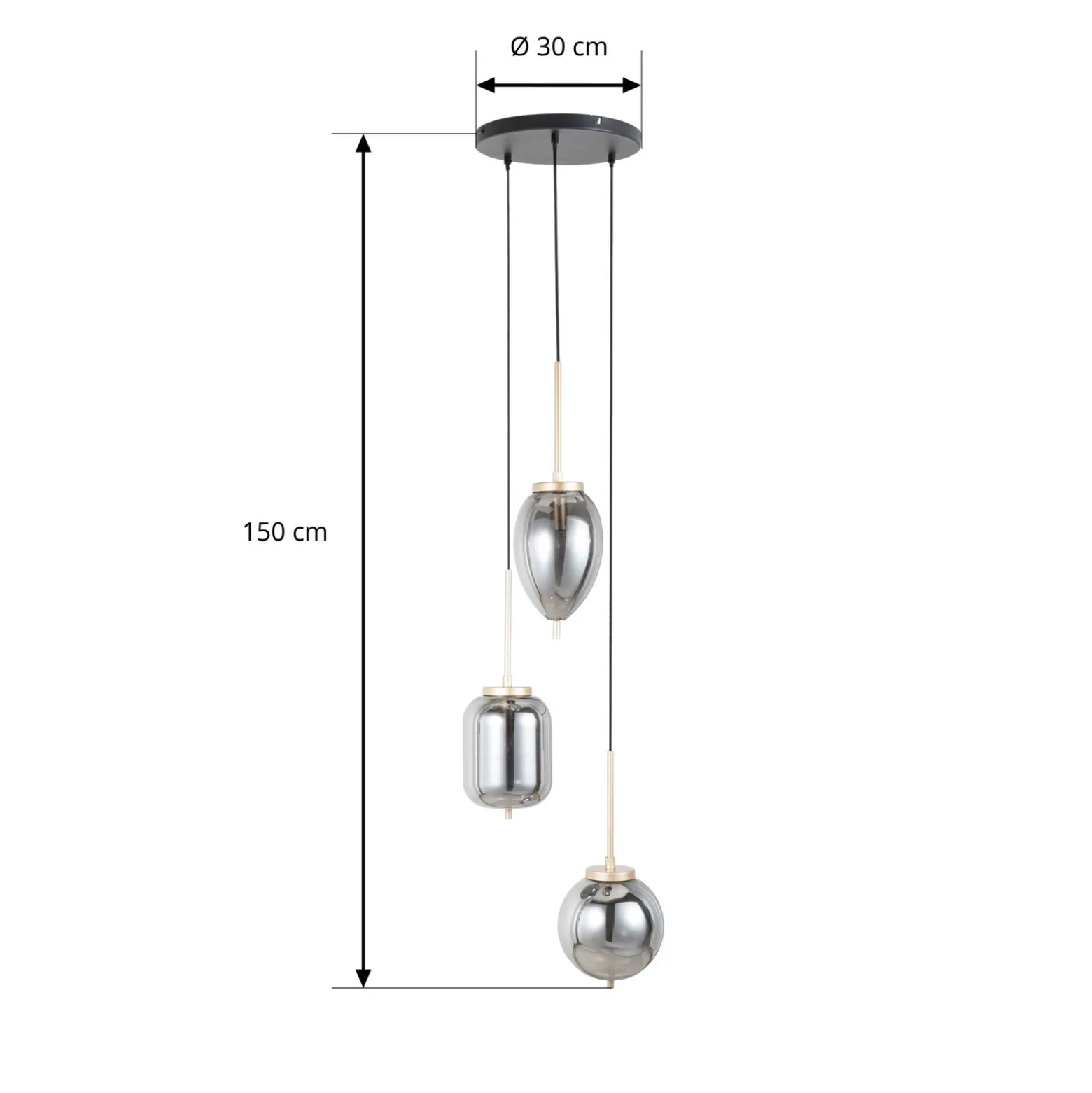 Lámpara colgante Lucande Elani, 3 luces, Ø 36 cm, cristal