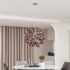 Lámpara colgante Lucande Kaelor, Ø 60 cm, color cobre, aluminio
