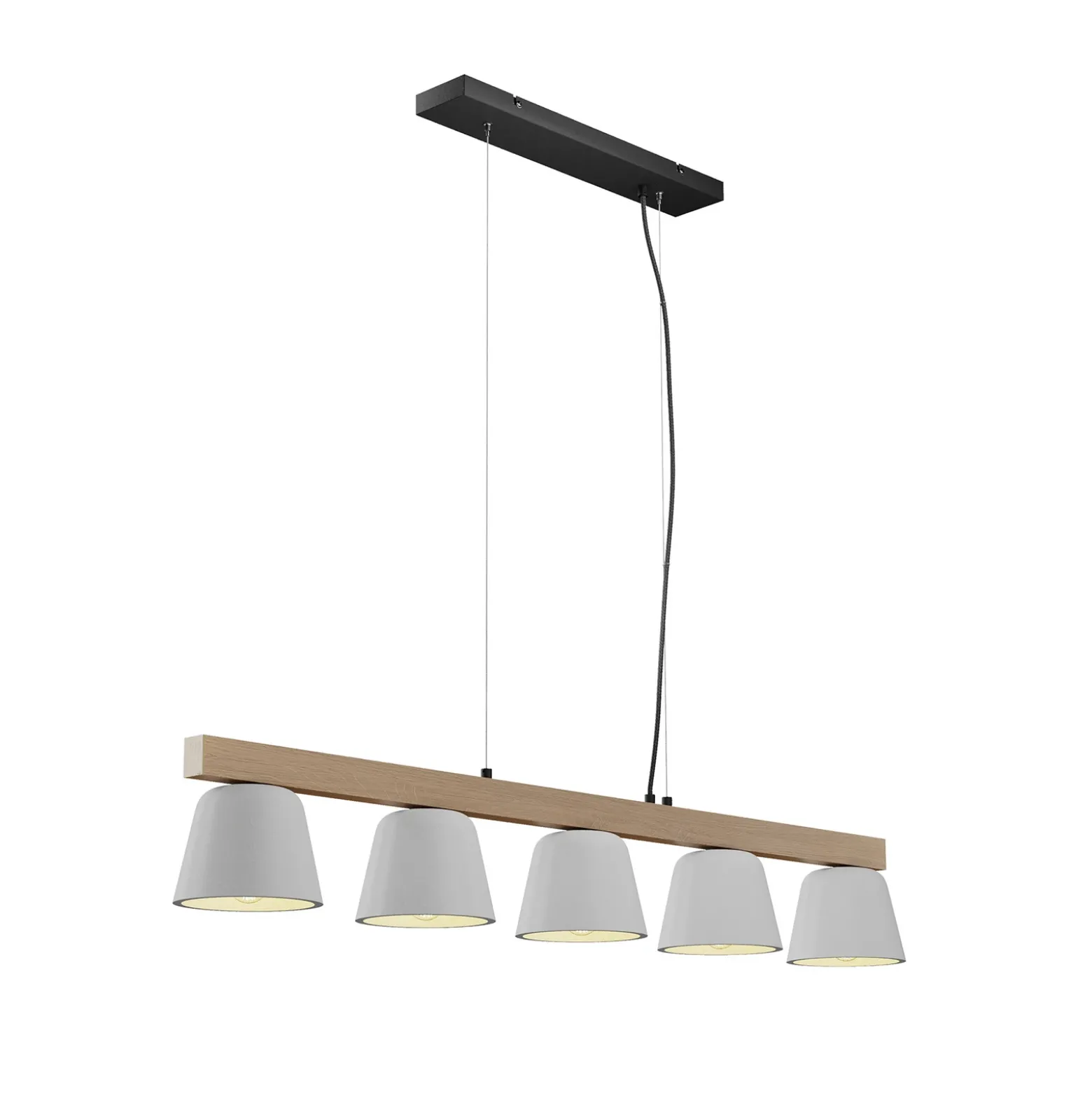Lámpara colgante Lucande Kalinda, gris, hormigón, 110,5 cm de largo, E14