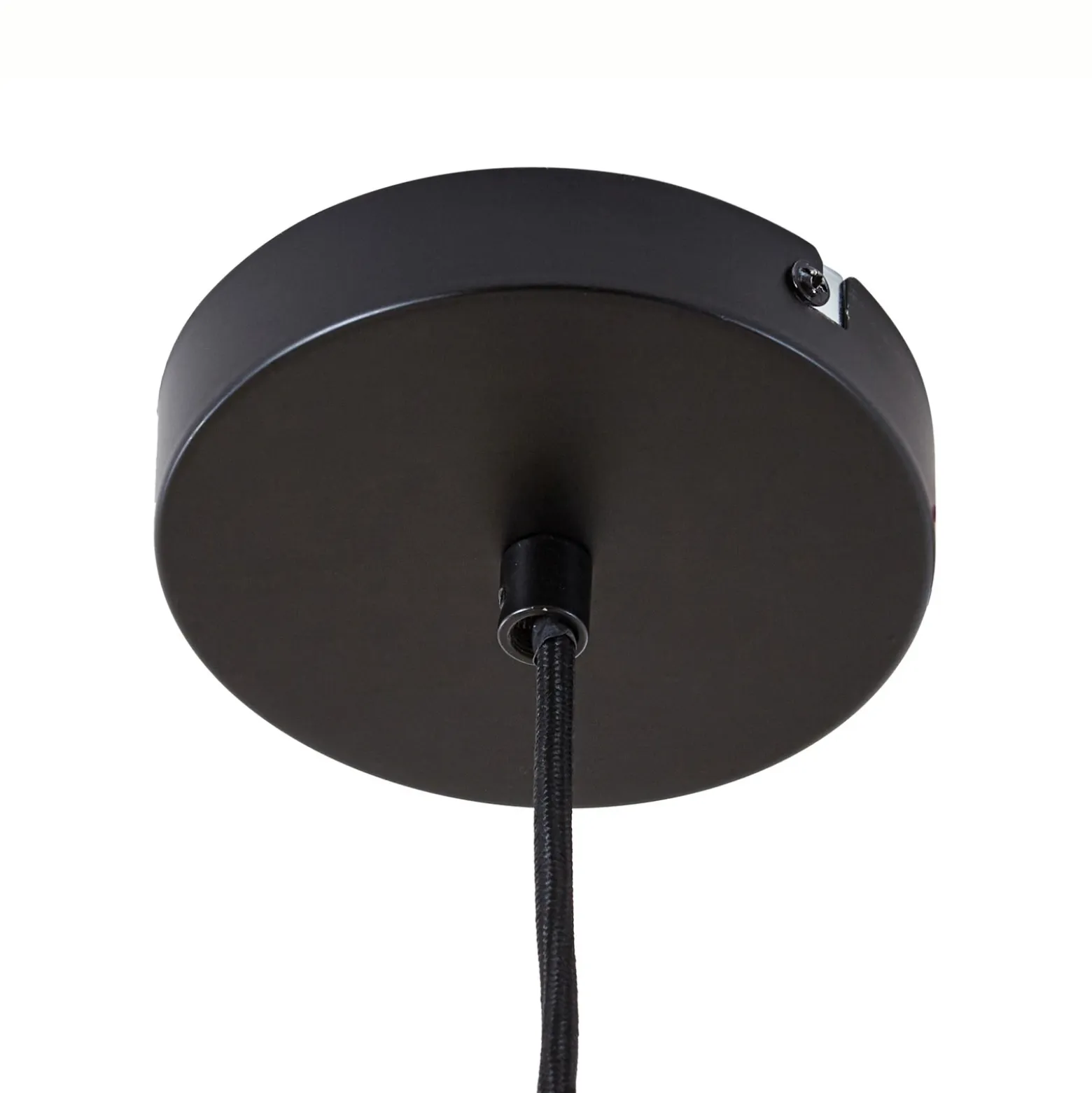 Lámpara colgante Lucande Leivar, Ø 35 cm, madera/negro, E27