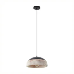 Lámpara colgante Lucande Leivar, Ø 35 cm, madera/negro, E27