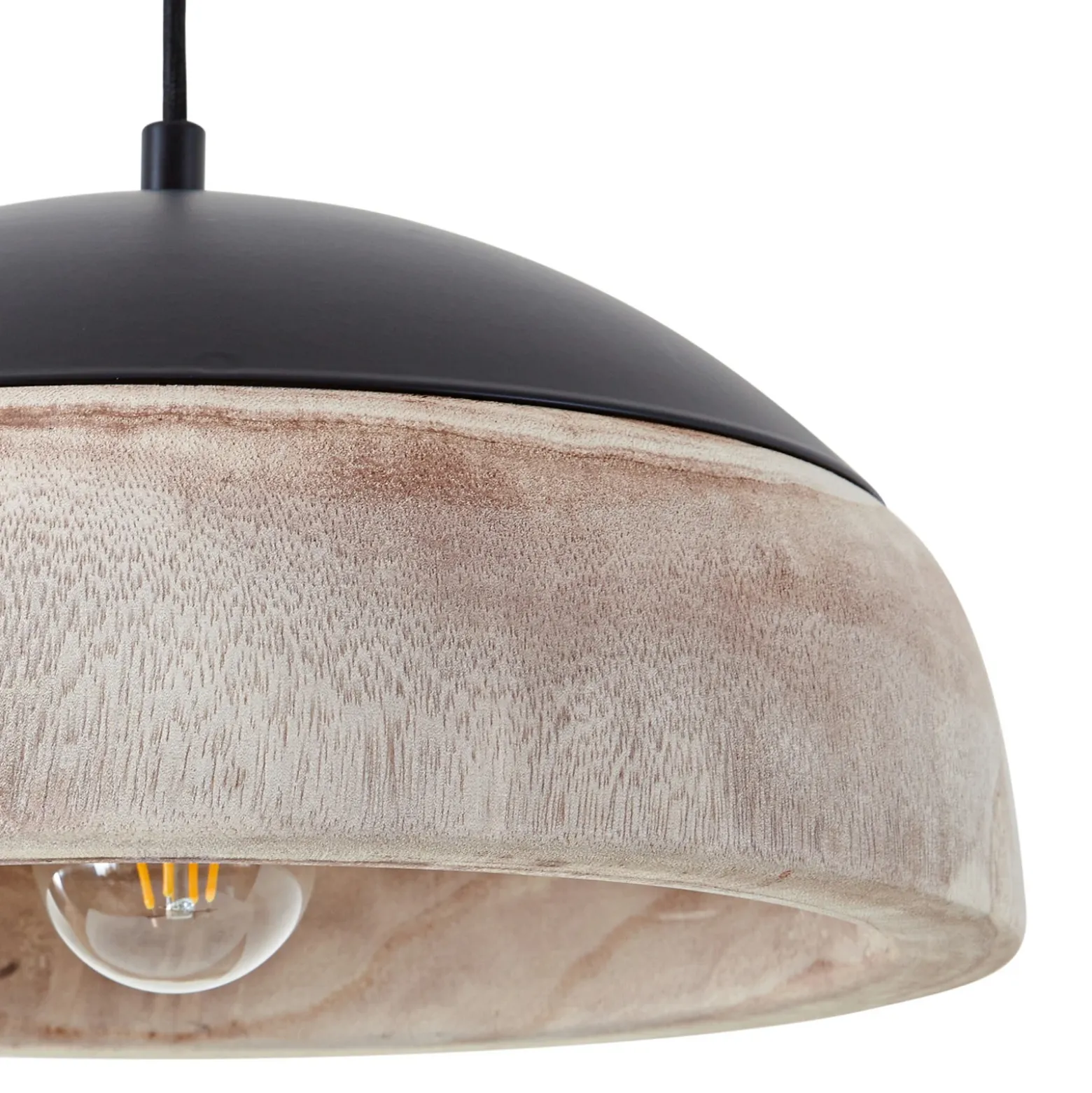 Lámpara colgante Lucande Leivar, Ø 35 cm, madera/negro, E27