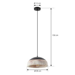 Lámpara colgante Lucande Leivar, Ø 35 cm, madera/negro, E27