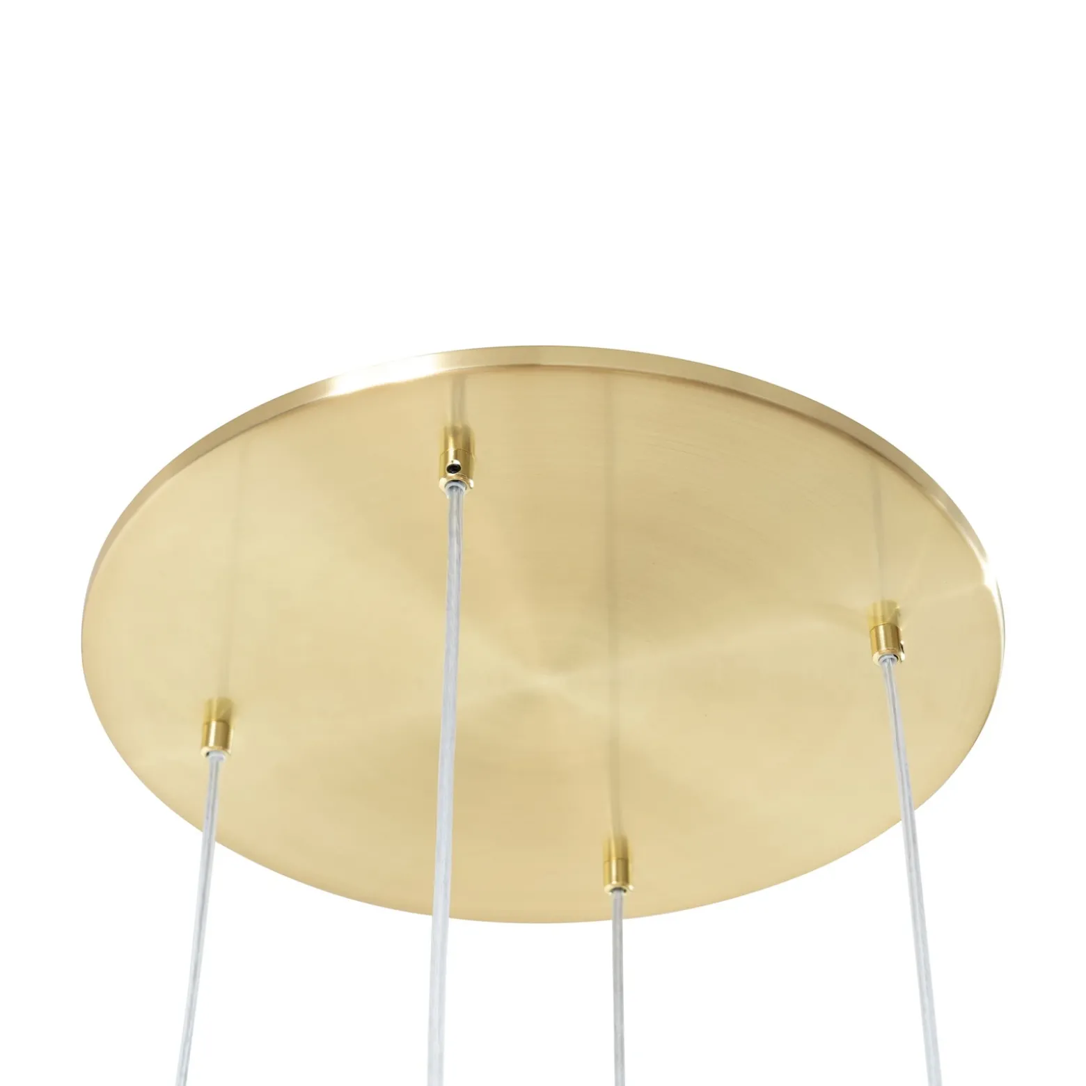 Lámpara colgante Lucande Lunelle, latón, cristal, 4 luces, Ø 40 cm