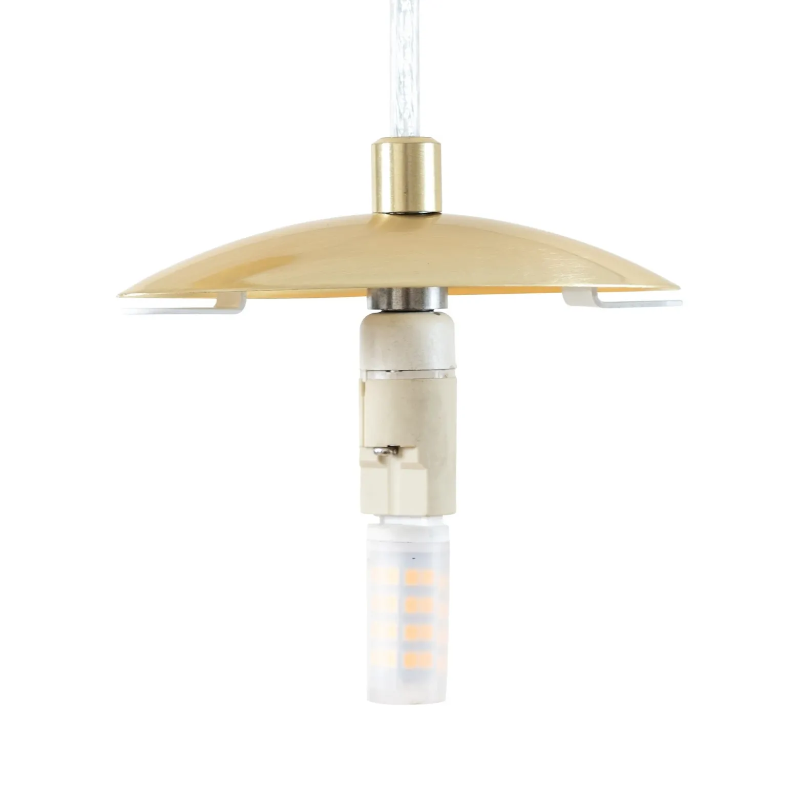 Lámpara colgante Lucande Lunelle, latón, cristal, 4 luces, Ø 40 cm