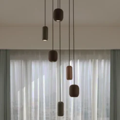 Lámpara colgante Lucande Narion, negra/de colores, 6 luces