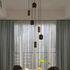 Lámpara colgante Lucande Narion, negra/de colores, 6 luces