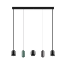Lámpara colgante Lucande Narion, negra/de colores, 5 luces